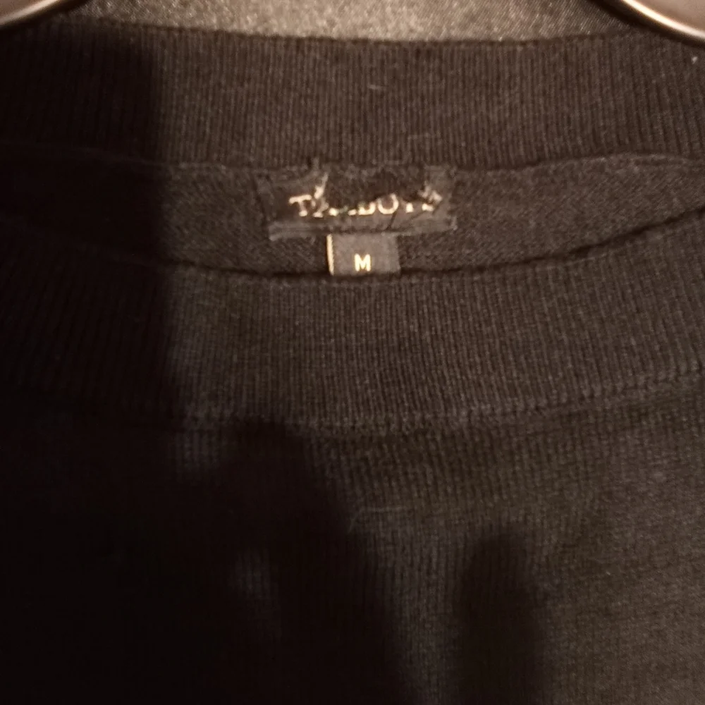 Preppy Black Sweater With White Stripes Size Medium By Talbots - Picture 4 of 4